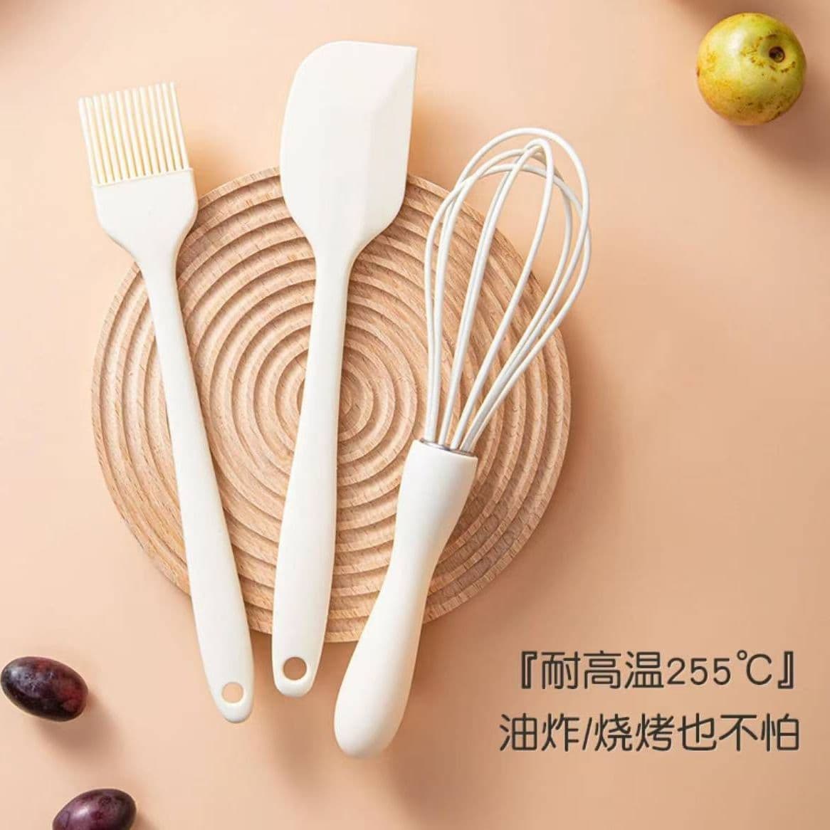 Cross-border supply of food-grade mini silicone baking set, heat-resistant cake cream silicone spatula and egg beater