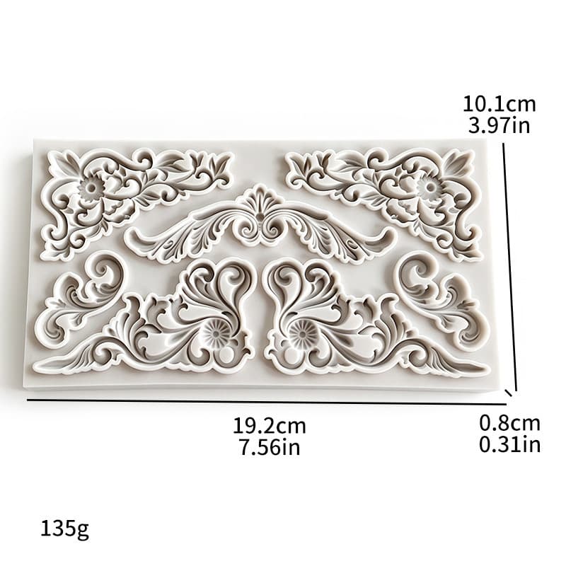 European Vintage Relief Silicone Mold for Fondant Cake Border Decor, Plaster Resin Clay Carving Ornament