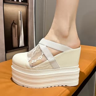Sky-high Women's Shoes Stage Nightclub Runway High Heels Spring Summer New 12.5CM Platform Slippers Thick Sole Women's Slippers