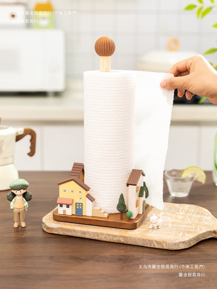 Cute Disposable Paper Towel Roll Storage Holder, Kitchen Decoration Storage Rack, No-Drill Rack