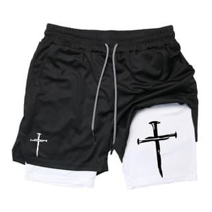 Best-selling Anime Print Trendy Sports Shorts for Cross-border Sales in Europe and America, Stretchy Breathable Double-Layer 5-Inch Casual Shorts