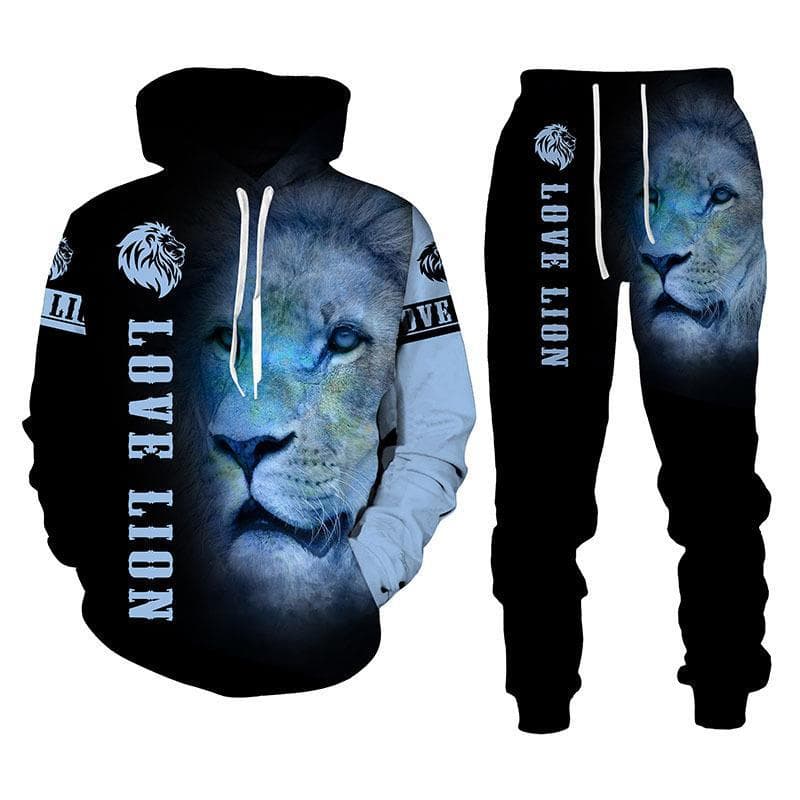 Lion King Autumn/Winter 3D Printed Men's Hoodie Set Men's Sportswear Long Sleeve Men's Suit