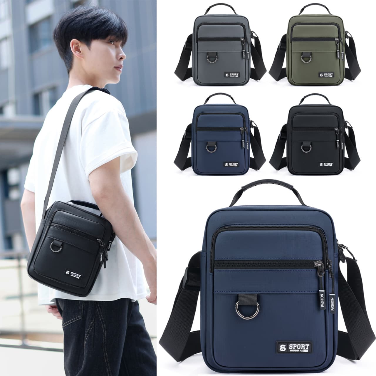 Wholesale PU Leather Men's Bag, Shoulder Bag, Simple Casual Versatile Multi-Compartment Crossbody Bag, Daily Commute Business Handbag
