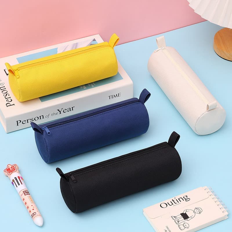 Elementary school student stationery bag, durable logo, cute cylindrical pencil bag, junior high school student large capacity pencil case, pencil case
