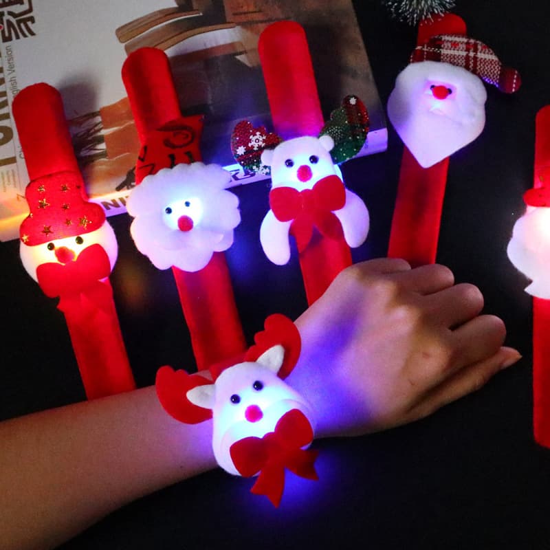 Christmas Gifts Light-up Snap Bracelets Santa Claus Wristbands Children's Toys Holiday Presents for Students Kids