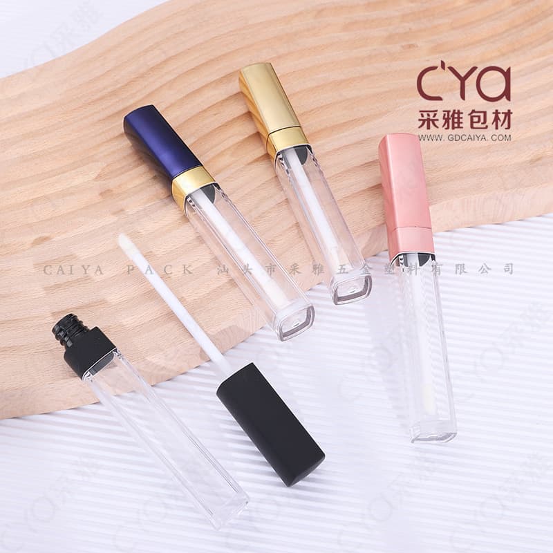 Square 7ml Lip Gloss Tube Gold Lip Gloss Tube Square Lip Glaze Tube Black Transparent Eyelash Eyeliner Tube Customization