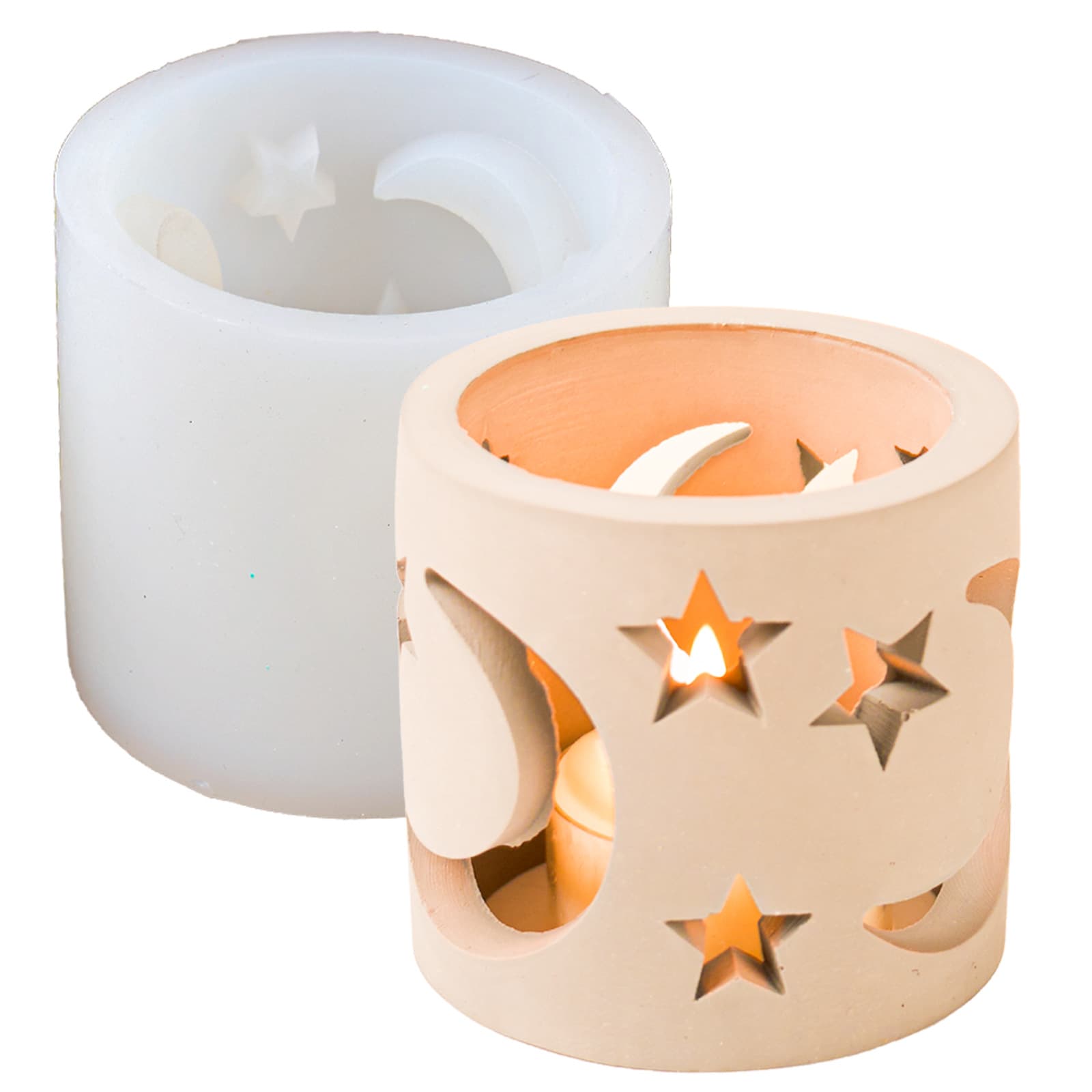 Star Moon Tealight Lamp Shade Silicone Mold DIY Gypsum Candle Decoration Glue Resin Mold Shape