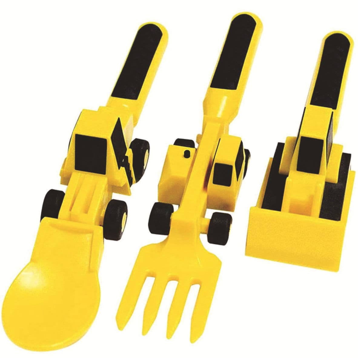 Cross-border Interactive Excavator Car Bulldozer Forklift Dinner Plate Children's Tableware Set of 3