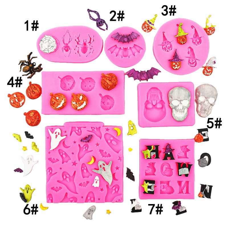 DIY Fondant Halloween Skull Silicone Mold Handmade Gummy Mold Chocolate Resin Mold