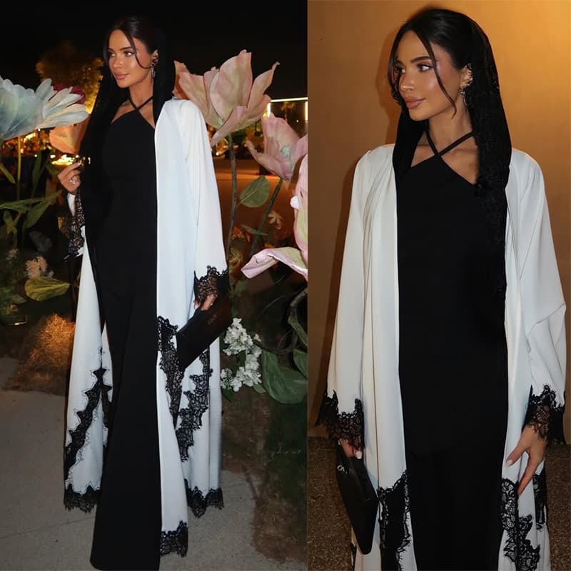 MQ286 Modest Single Piece Fashion Cross-Border Women's Lace Craft Feature Cardigan Jacket Headscarf Needs Separate Purchase