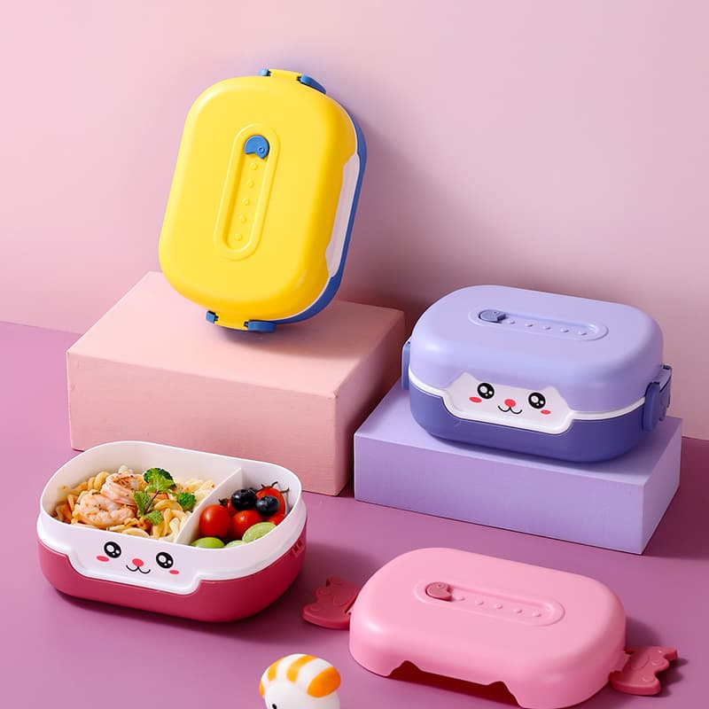Cross-border Children's Lunch Box Microwave Safe with Lid Student Bento Box Double Layer Cute Cartoon Lunch Box Wholesale