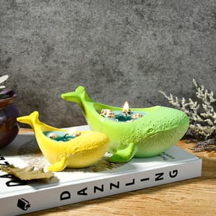 Caifu DIY Epoxy Resin Mold Large and Small Whale Candle Holder Silicone Mold Gypsum Succulent Planter Storage Mold