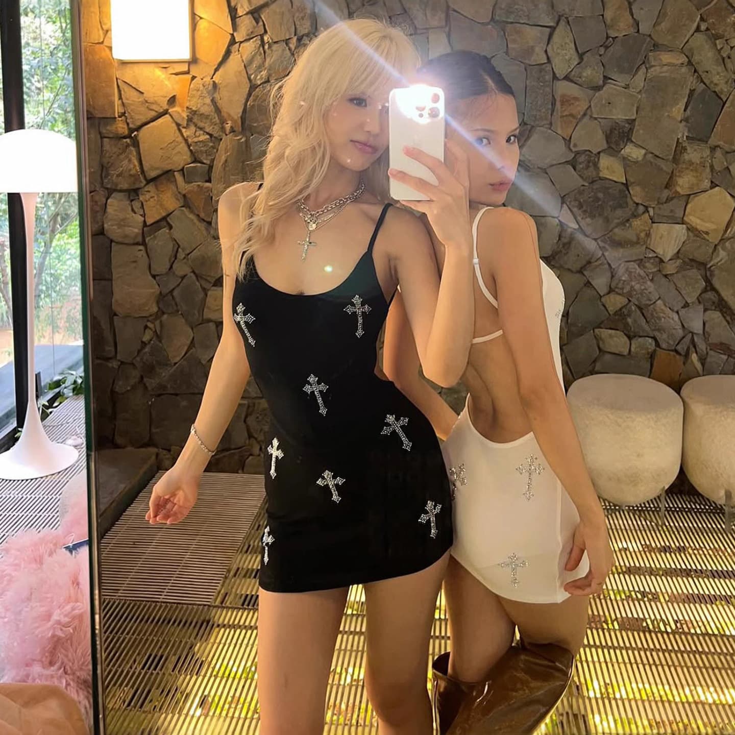 ins European and American style 2026 spring new sexy hottie hot diamond cross backless suspender hip dress for women