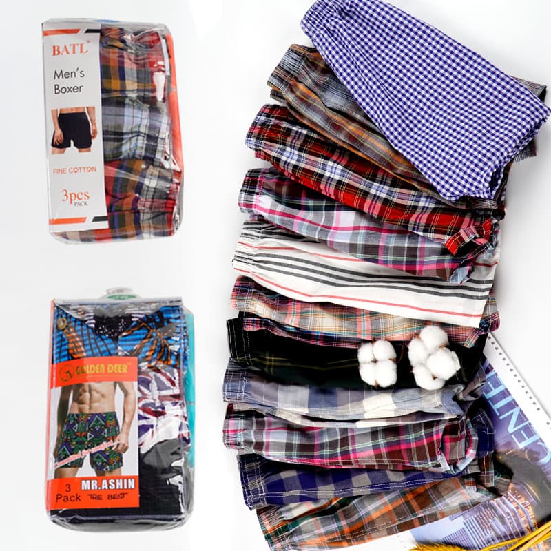 3in1 home boxer Aro pants pure cotton men's loose underwear men's shorts home large size woven boxer briefs