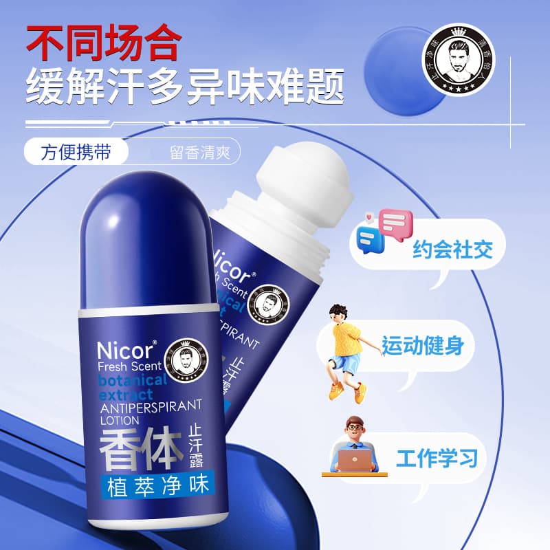 Nicor Plant Extract Deodorant Antiperspirant for Men, Underarm Sea Salt Cologne, Fresh and Compact Portable, Drop Shipping 6305