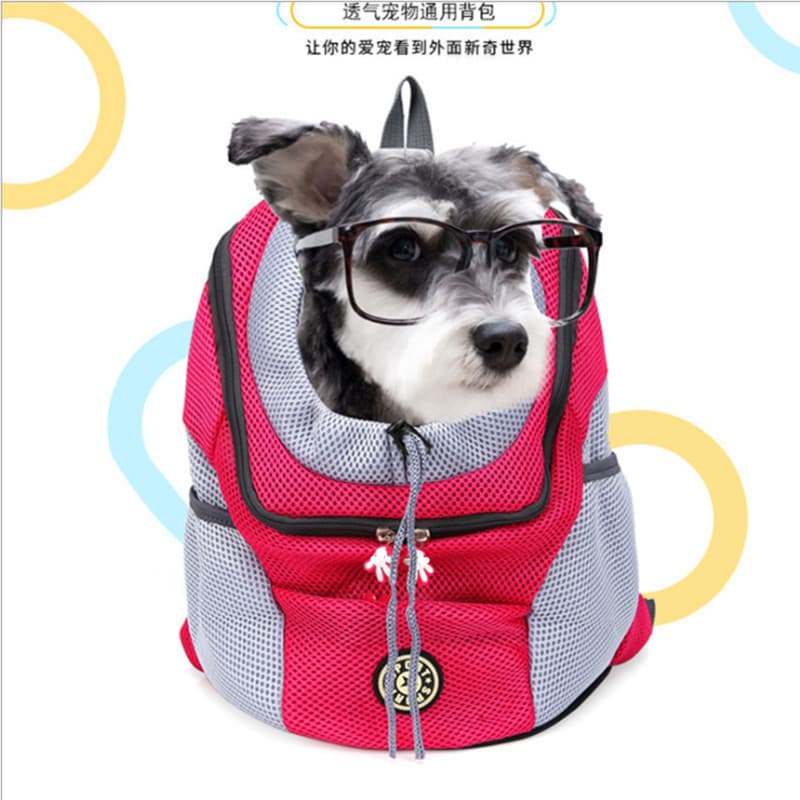 Pet backpack, dog shoulder bag, drawstring closure, large capacity, universal pet backpack, chest cover, portable travel cat and dog supplies.