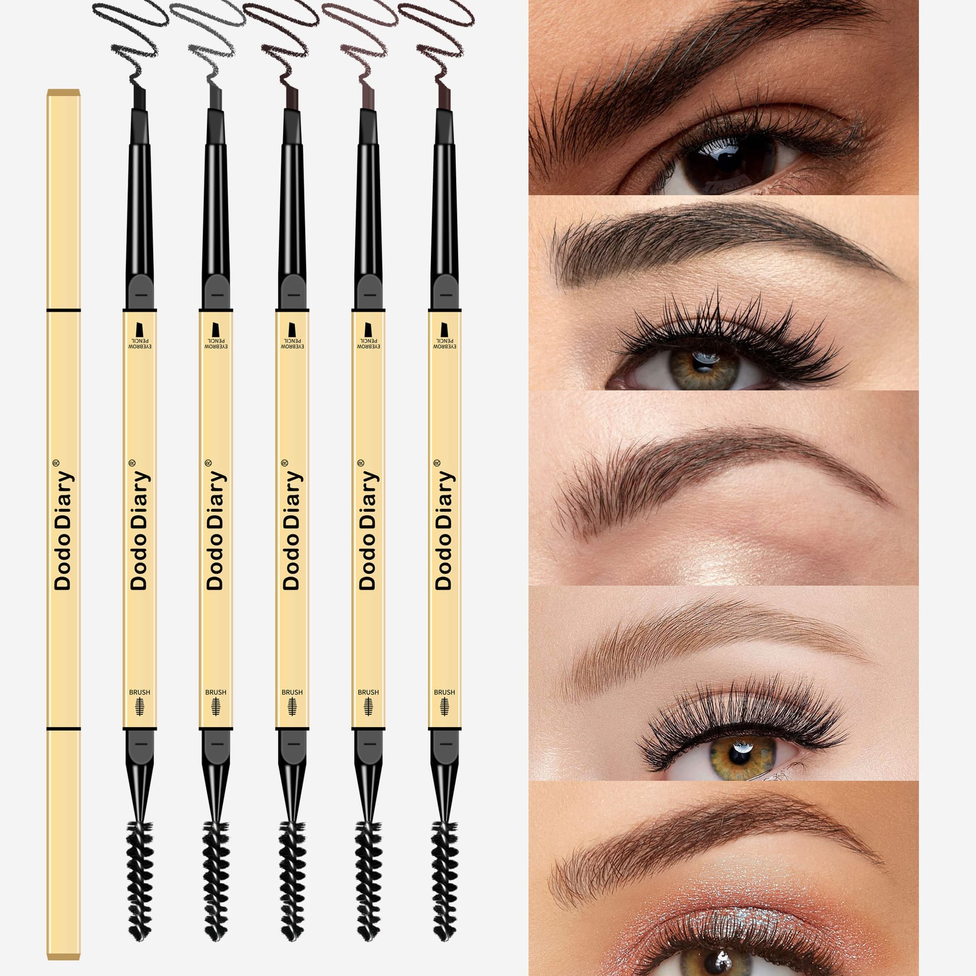 Cross-border Mini Gold Bar Gold Chopstick Eyebrow Pencil Triangular Ultra-fine Dual-ended Waterproof Sweat-proof Long-lasting Smudge-proof DoDiary