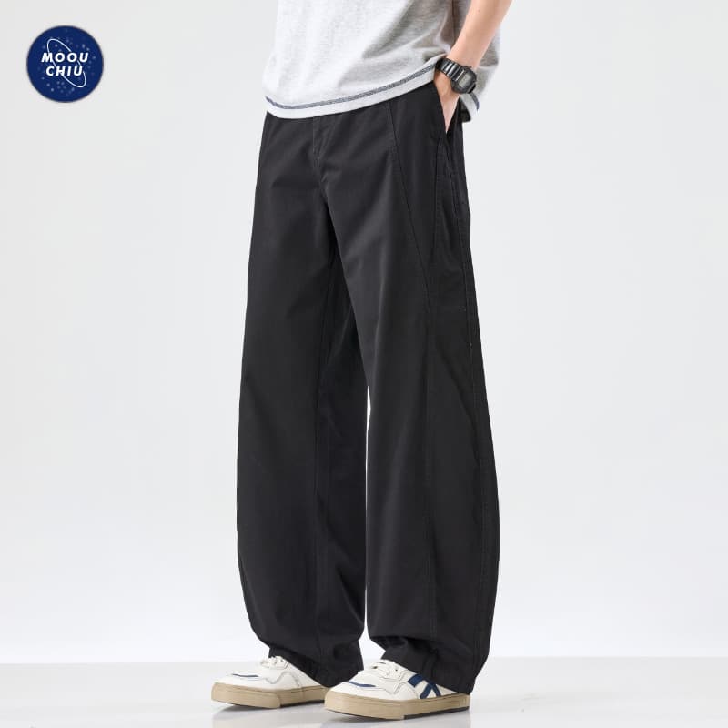 Muqiu Men's Clothing | 2026 Summer New Patchwork Curved Knife Casual Pants Loose Deconstructed Wide-Leg Retro Cargo Pants