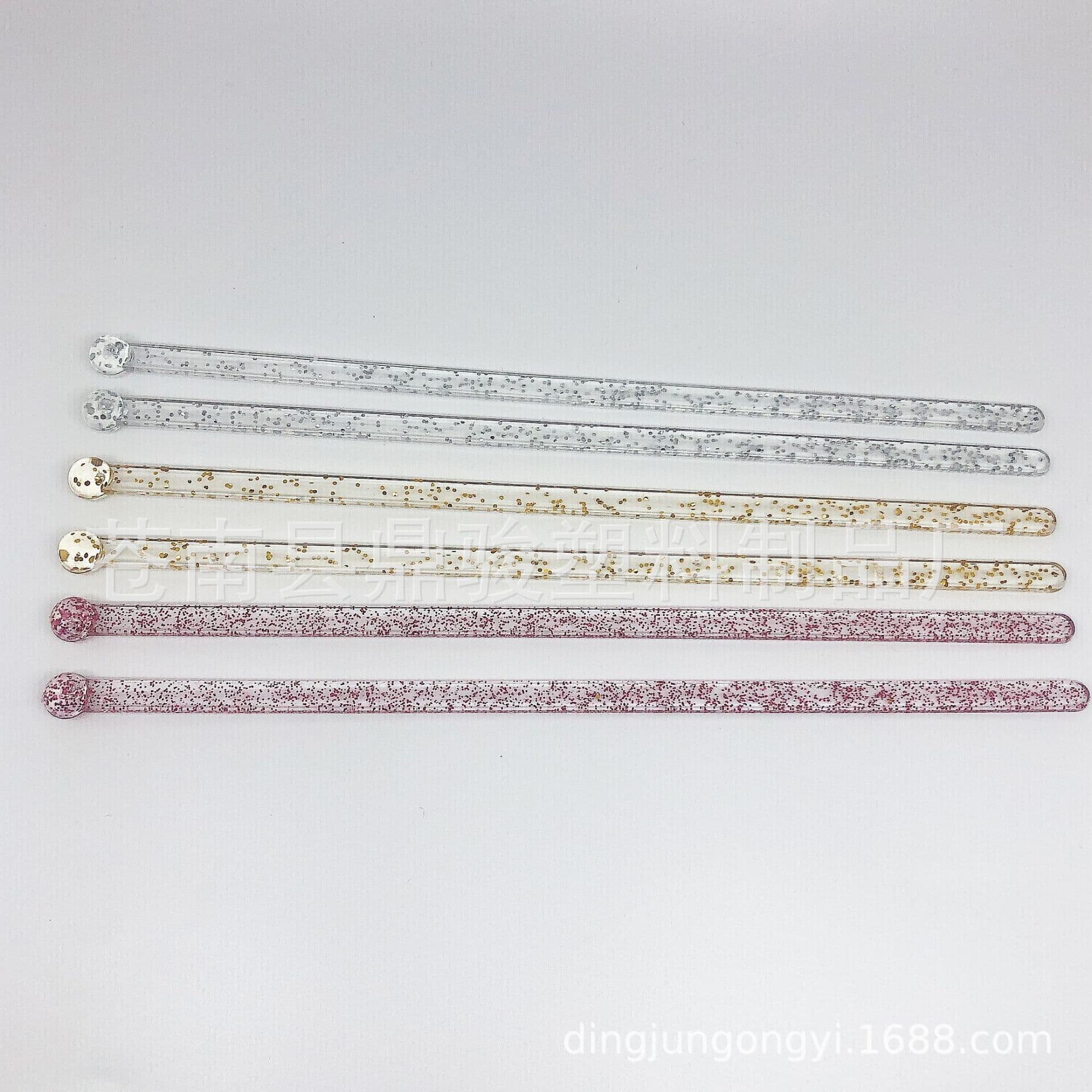 Plated Cocktail Stirring Rod Onion Powder Plastic Glitter Mixing Rod Electroplated Product Kitchen Bar Utensils
