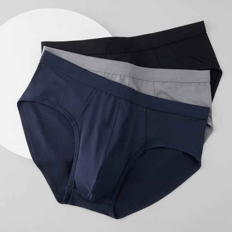 Cross-Border Popular Men's Briefs Solid Color Simple Youth Underwear Soft, Comfortable and Breathable Briefs Wholesale