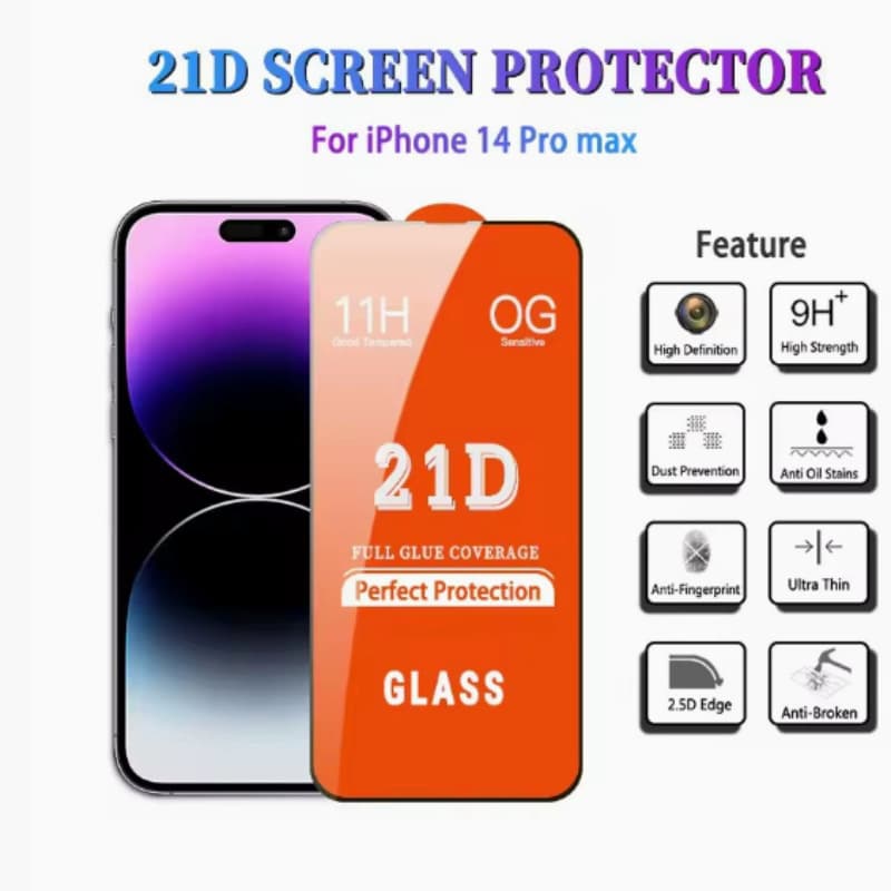Compatible with 21D glass Apple 17 Pro tempered glass film 16 Pro Max glass film 14/13/12/11/XR/XS
