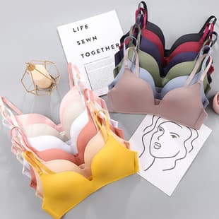 Women's Summer Thin Seamless Bra Wire-Free Breathable Push-Up Bra for Small Bust Students