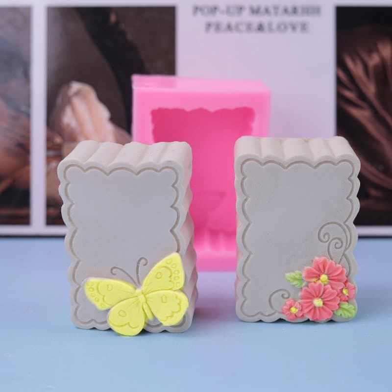 New Single Double-Hole Butterfly Flower DIY Handmade Soap Mold Aromatherapy Candle Desktop Decoration Silicone Mold