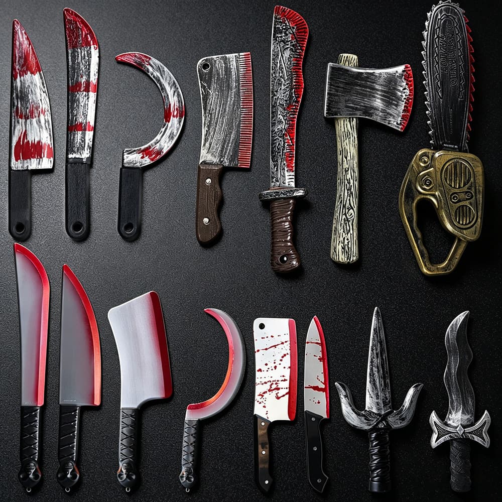 Halloween Prop Knife Toy Simulation Machete Blood Knife Chopping Axe Electric Saw Blow Mold Dagger Costume