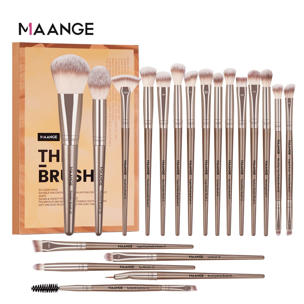 Maange 20-Piece Makeup Brush Set Boxed Beauty Tools Amazon Hot Seller Shrimp Skin Texture Cosmetic Brushes