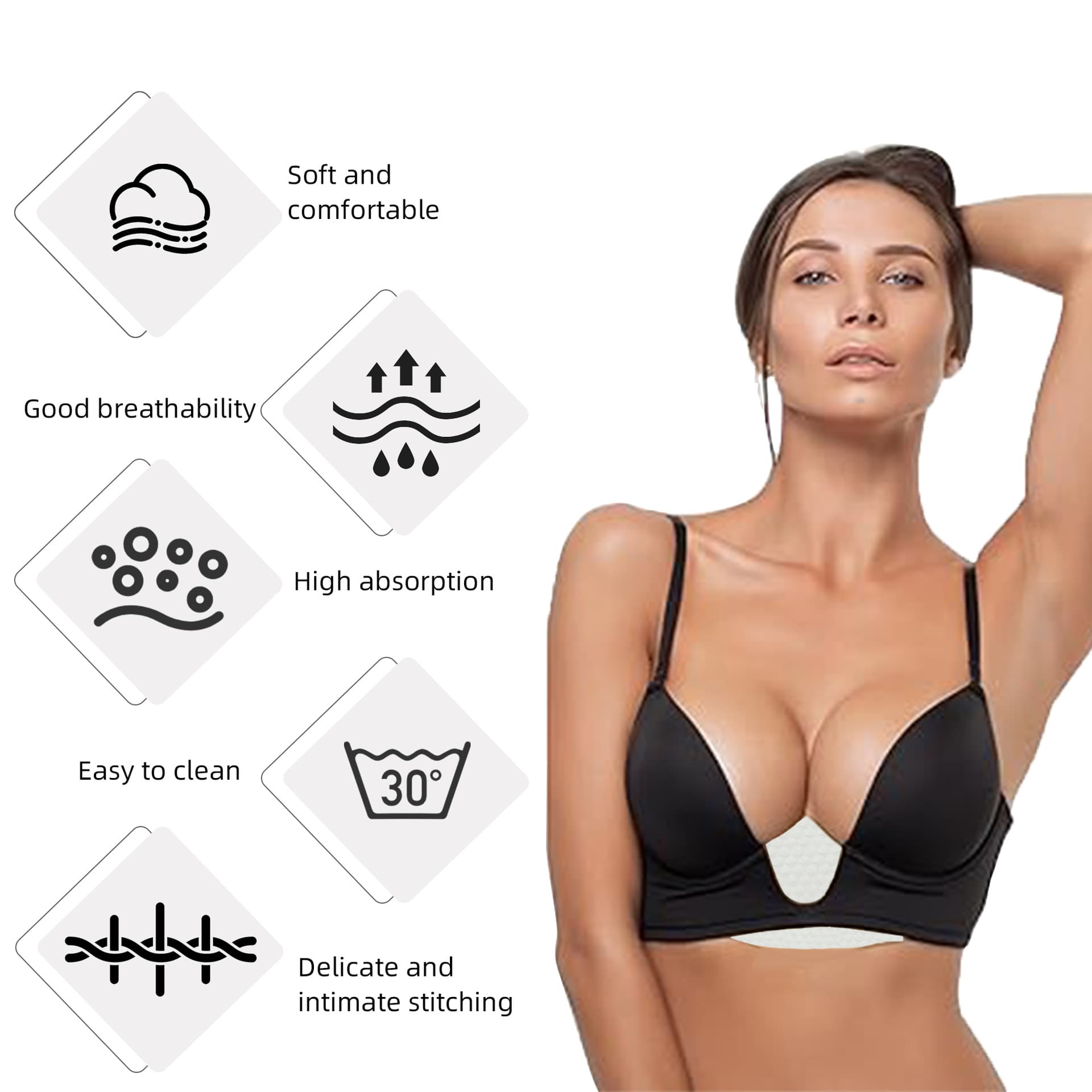 Cross-border Amazon Disposable Bra Sweat Liners, Under-Breast Absorbent Pads for Women