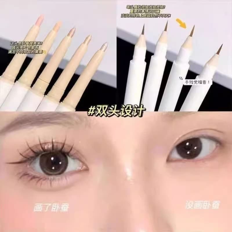 The God of Rejuvenation ~ High-gloss Silkworm Pen to Brighten Two-in-One Dual-ended Shadow Pen Non-fading Matte Eyeliner
