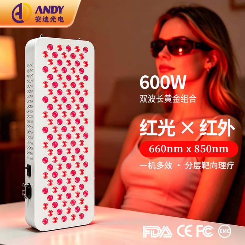 Cross-border 600W Infrared Large Panel Light Smart Dimming Beauty Salon Skin Care LED Red Light Therapy Lamp Small Size Home Use