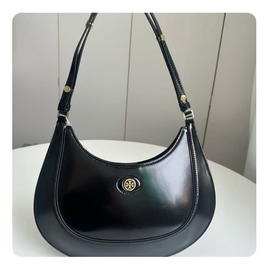 Factory wholesale women's bag Robinson patent leather underarm bag crescent bag shoulder bag European and American export women's bag