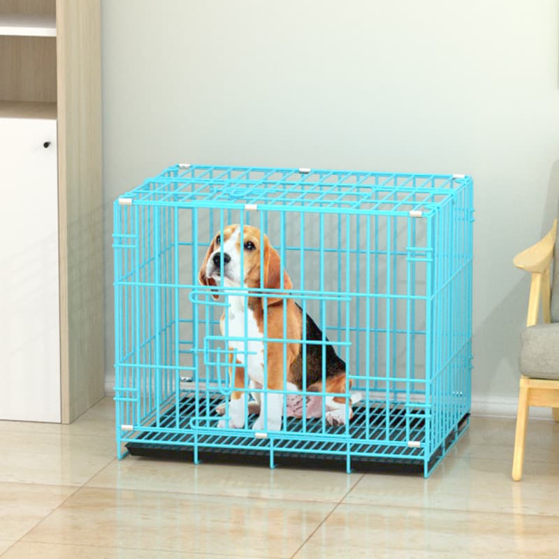 Amazon pet dog cage folding wire cage with toilet large, medium and small dog kennel kennel free installation wholesale