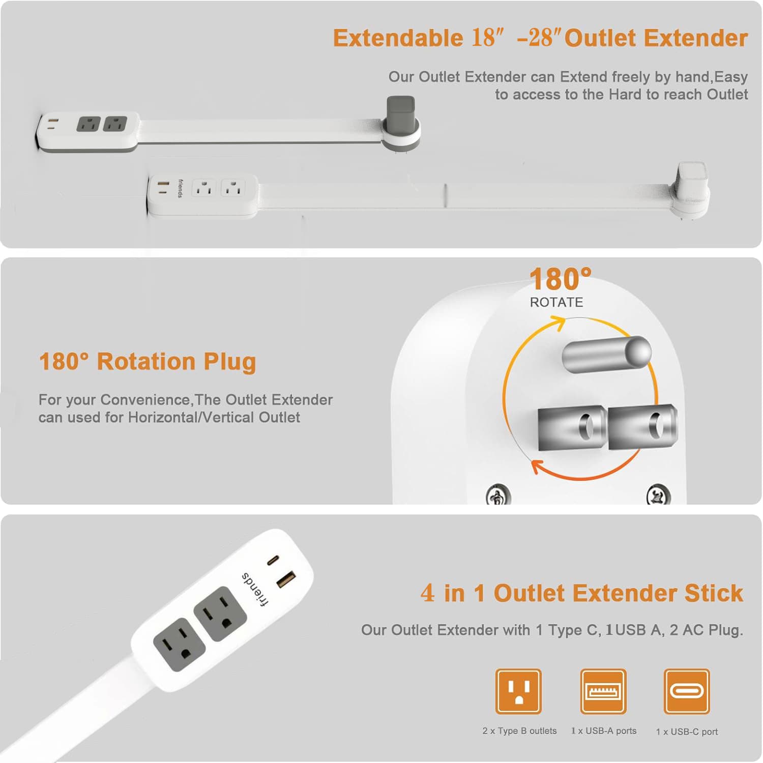 Cross-border popular Electrical Outlet Extender power outlet sofa bedside table extender