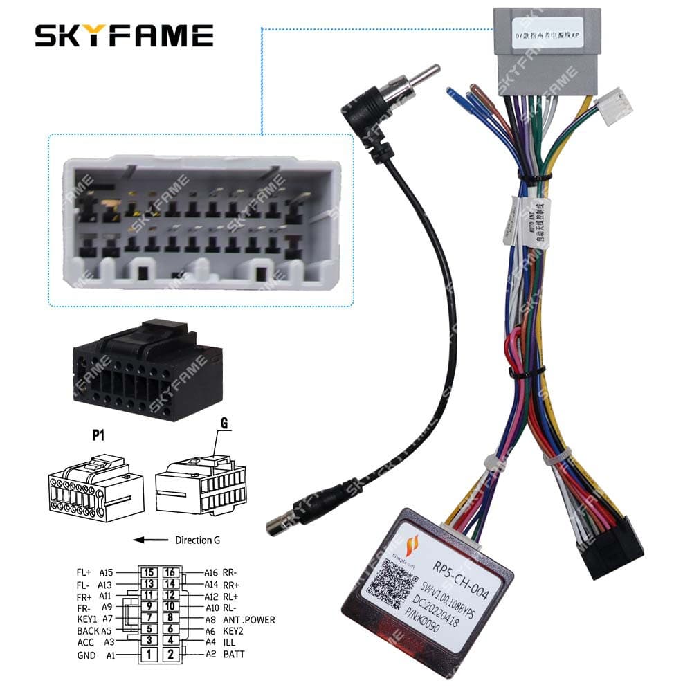 SKYFAME Compatible with 2007 Jeep Compass RP5-CH-004 Navigation Wiring Harness Kit