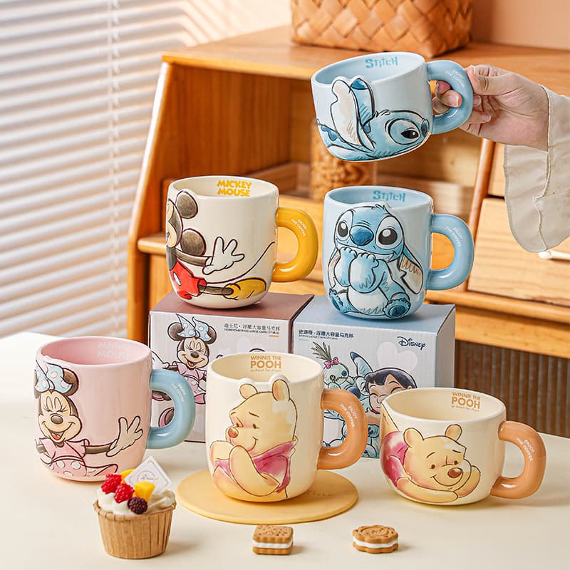 Disney Lilo & Stitch Embossed Ceramic Mug Tall Cartoon Gift Birthday Present Milk Coffee Cup