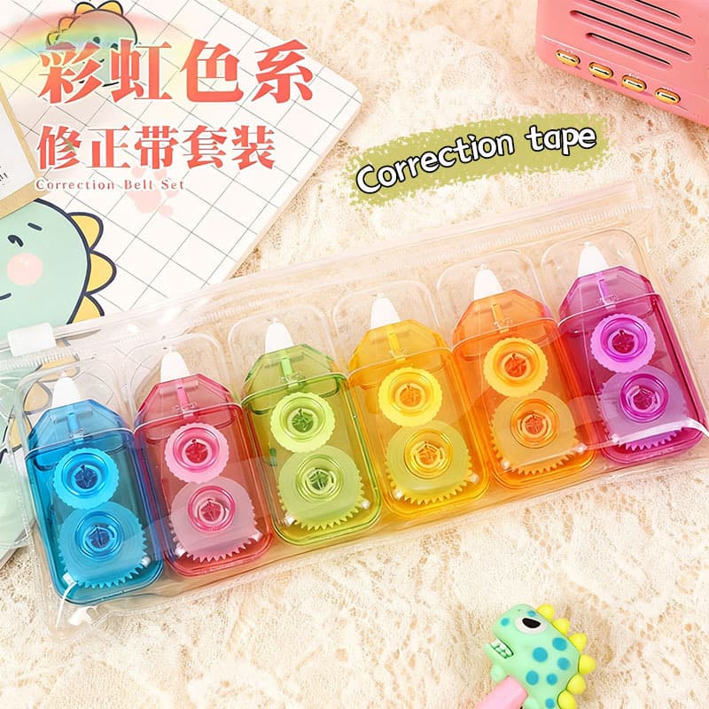 6 Pack Correction Tape Wholesale Cross-border Mini Simple Correction Tape School Stationery Office Supplies Eraser Tape