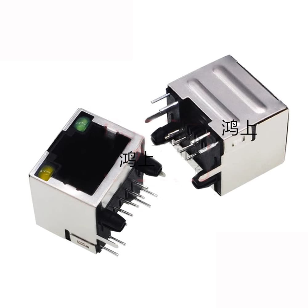 All-copper RJ45 jack with LED, 56 LED, network jack 8P8C shielded