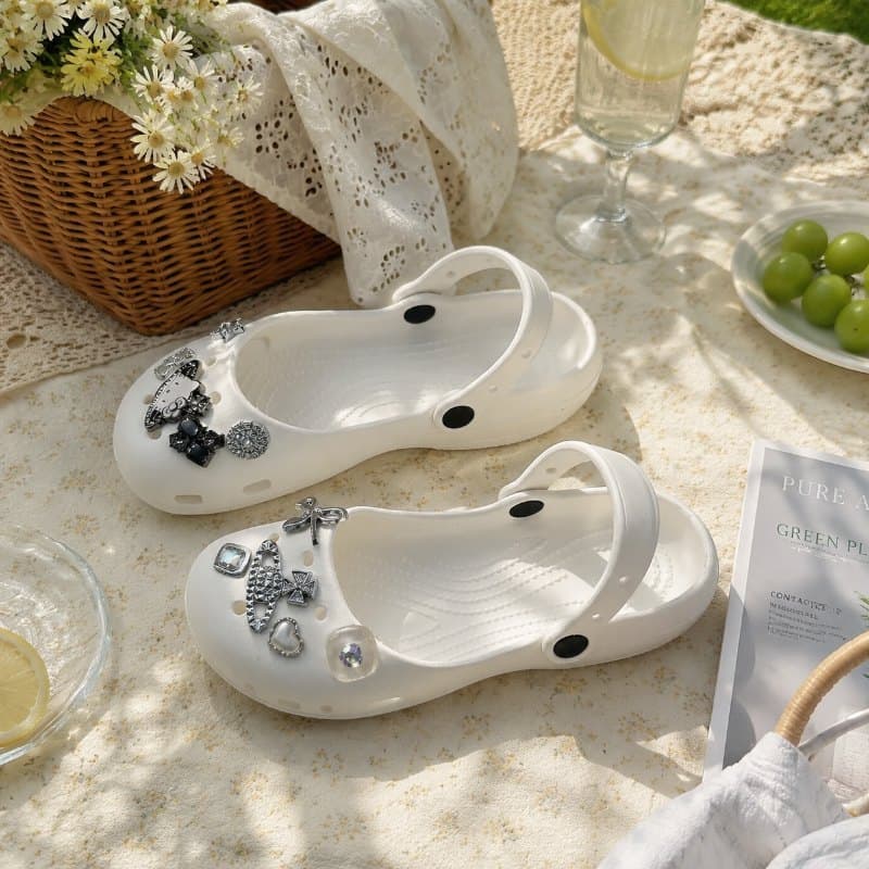 Crystal Mary Jane Ballet Shoes Sandals Women's Crocs Women's Outdoor One-Strap Sandals Beach Shoes Home Slippers Women