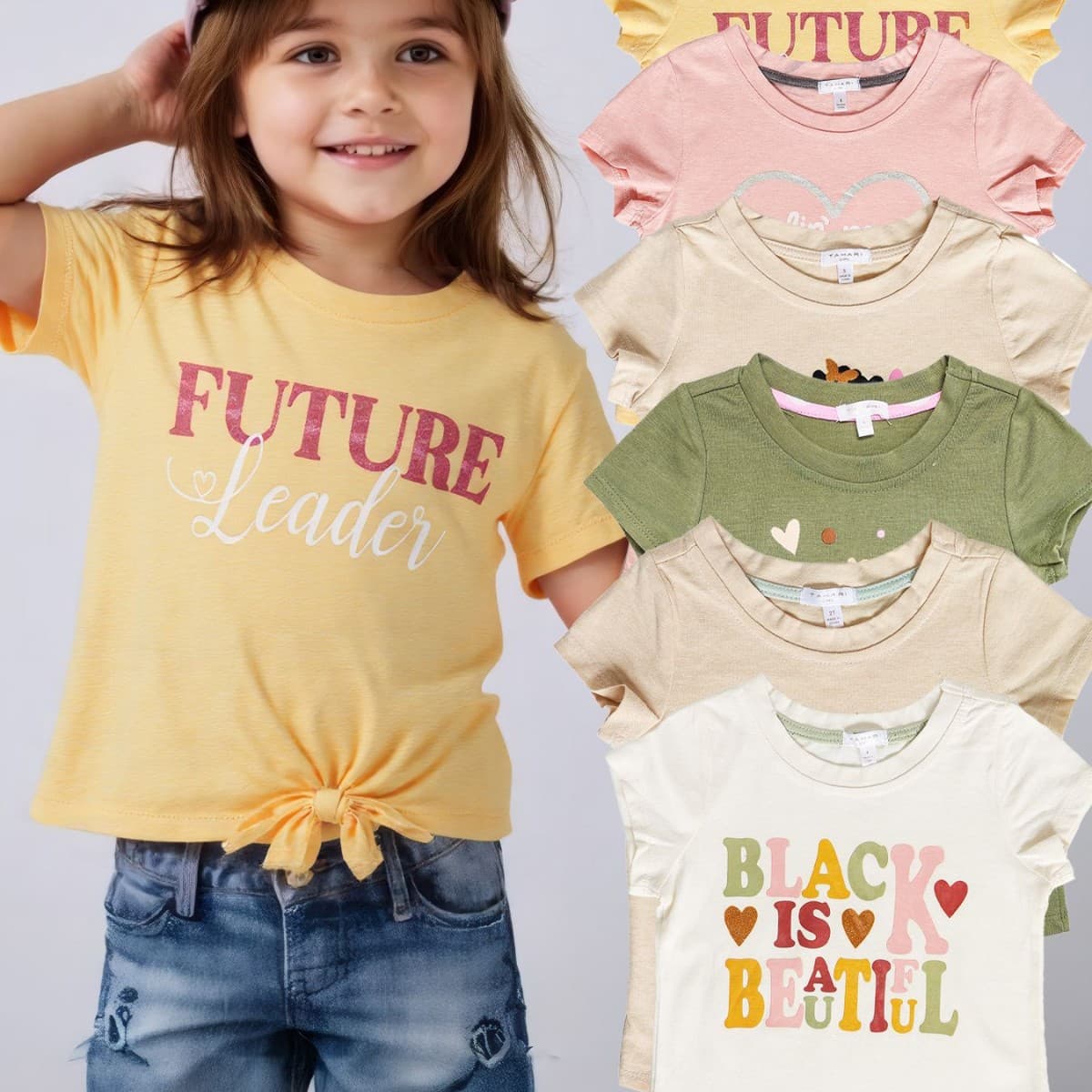 26 Summer Girls Short Sleeve Printed Cute T-Shirt Kids Loose Top Korean Style Clothing for Older Children Pure Cotton Cross-Border
