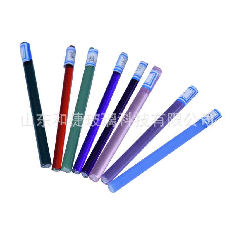 Colored borosilicate glass tubes in 14 colors and glass rods in 22 colors