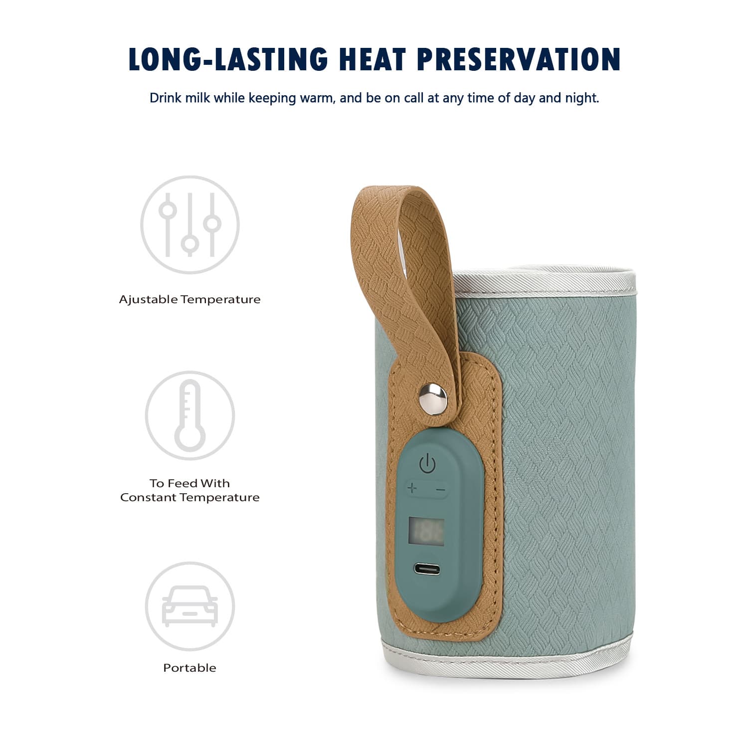 Insulated Bottle Bag for Outdoor Use, Portable USB Temperature Control Warm Milk Maternity Bag