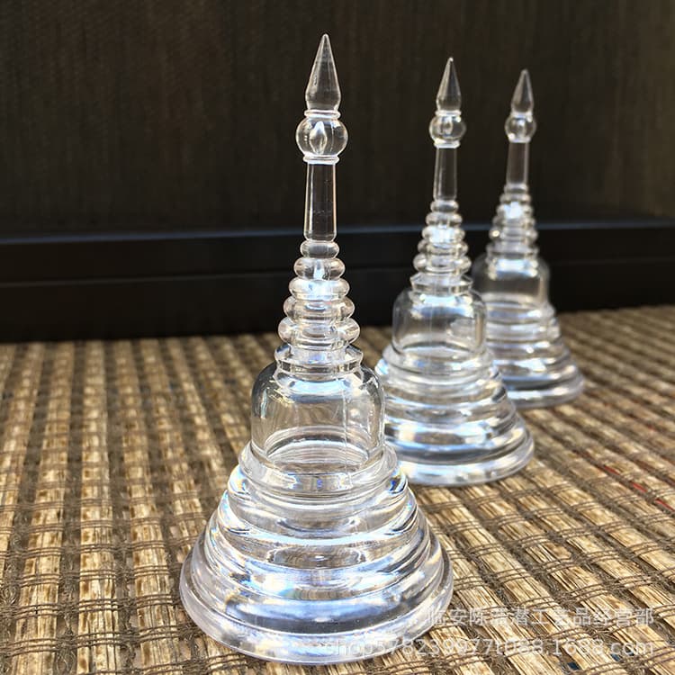 Small Stupa Buddhist Pagoda, Thai-style Empty Relic Plastic Thai Gau Acrylic Crystal Circulating Transparent Box Pagoda