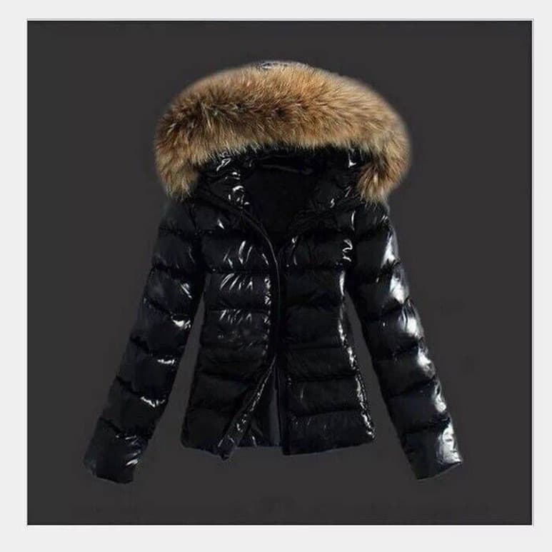 European and American Slim Short Cotton Coat with Faux Fur Hood and Warm Lining, Drop Shipping Available