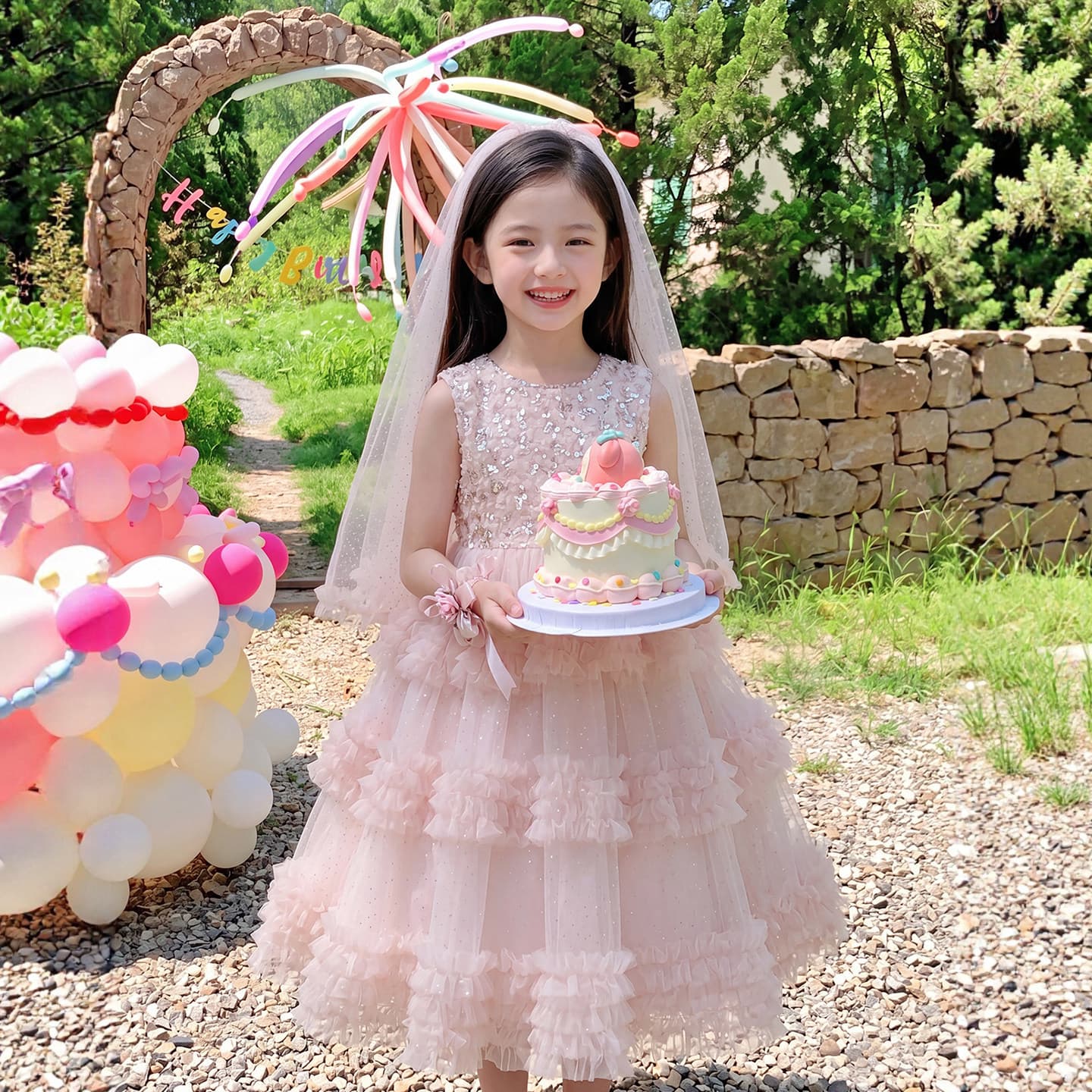Girls' Dress Luxury Niche High-end Little Girl Beautiful Princess Dress Unique Pretty Birthday Dress Stunning