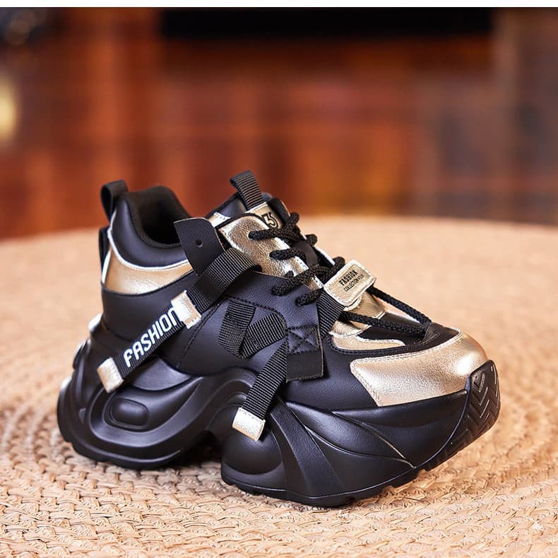 Dad Sneakers Women 2025 Autumn New Trendy Platform Shoes European Style Chunky Sole Height Increasing Women's Shoes