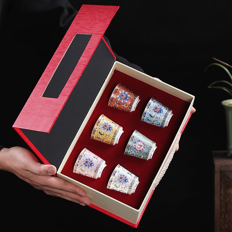 Enamel Tea Cup Ceramic Single Cup for Drinking Tea Chinese Style Personal Home Use Tea Set New Chinese Style Enamel Tea Cup