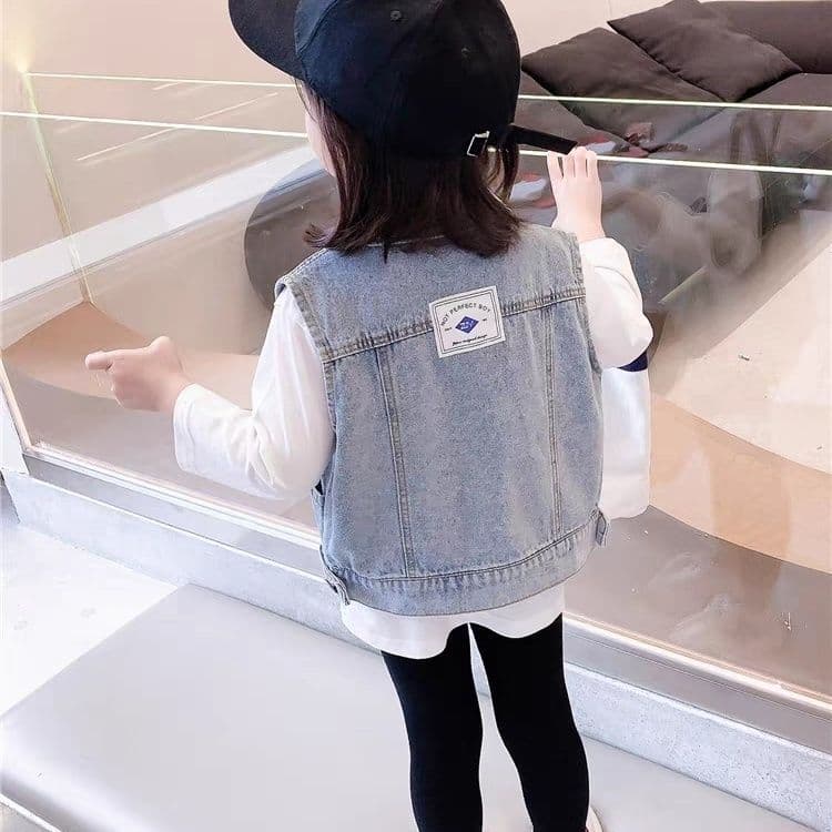 Children's Denim Vest Spring/Autumn Outerwear 2025 New Popular Girls' Stylish Vest Fashionable Toddler Korean Style Shoulder Warmer