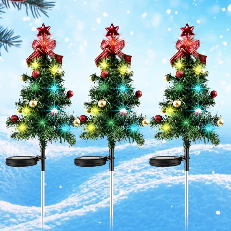 New solar-powered LED four-color Christmas tree ground light, outdoor decorative Christmas courtyard lawn garden landscape light.